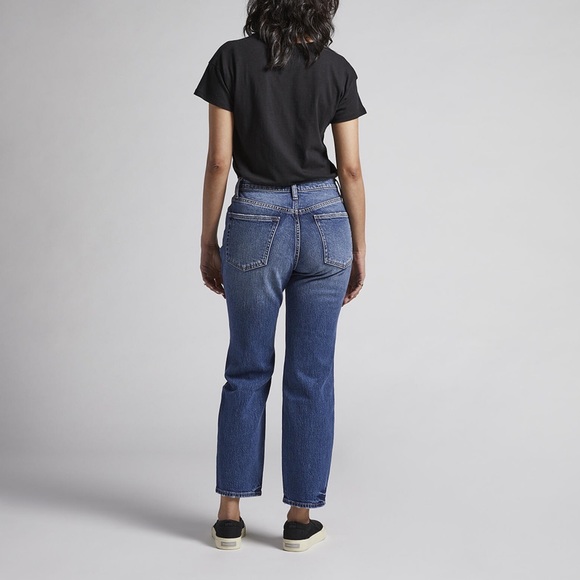 Silver NWT Frisco High Rise Straight Leg Cropped Distressed Jeans 30 10 - Picture 4 of 10